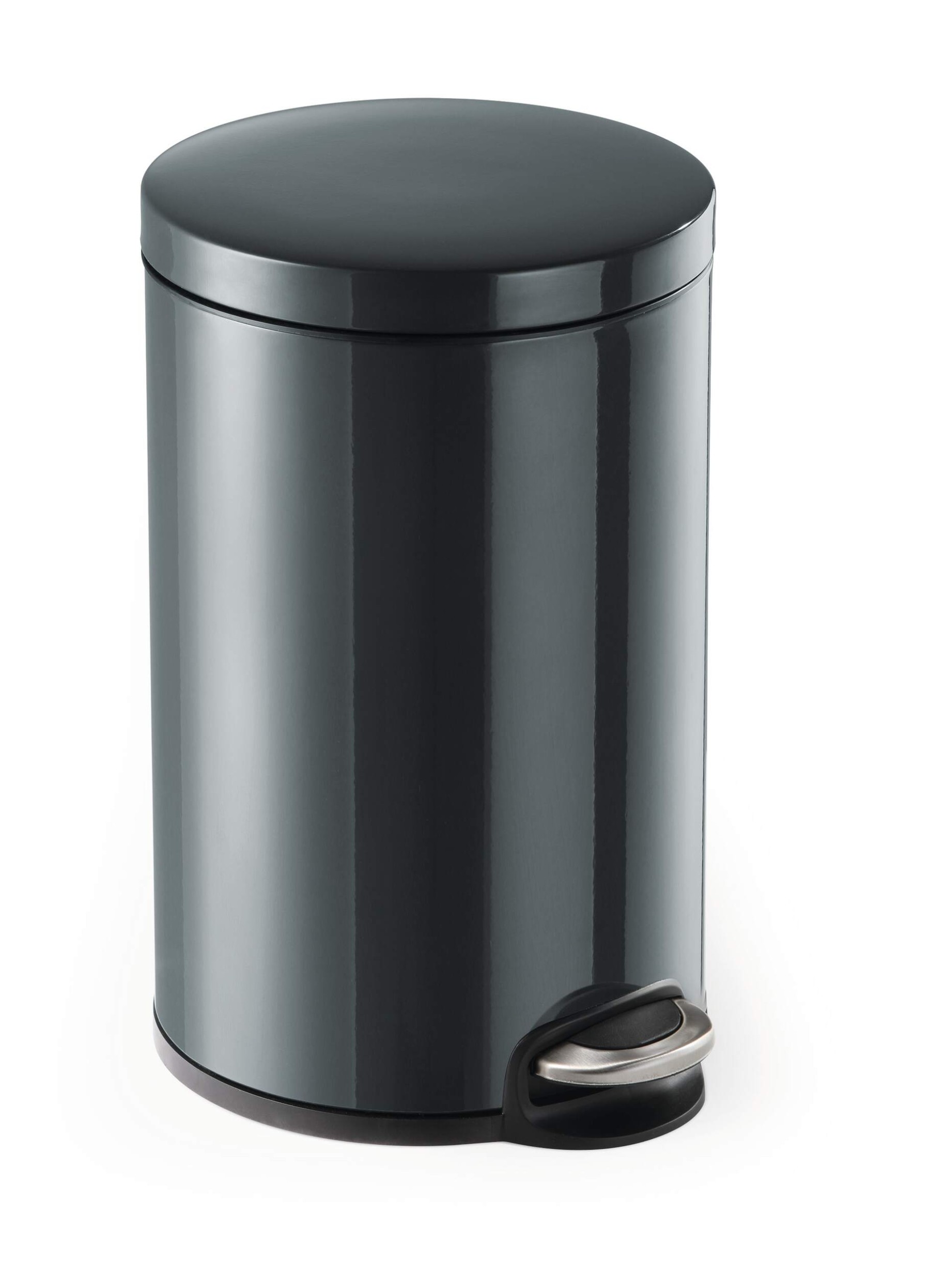 Durable Steel Pedal Bin 12L | Soft-Close Round Waste Bin | Charcoal Grey