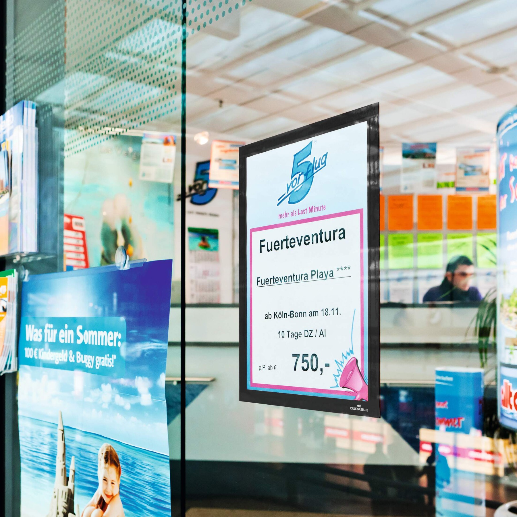 Durable DURAFRAME Self Adhesive Magnetic Signage Frame | 10 Pack | A4 Black