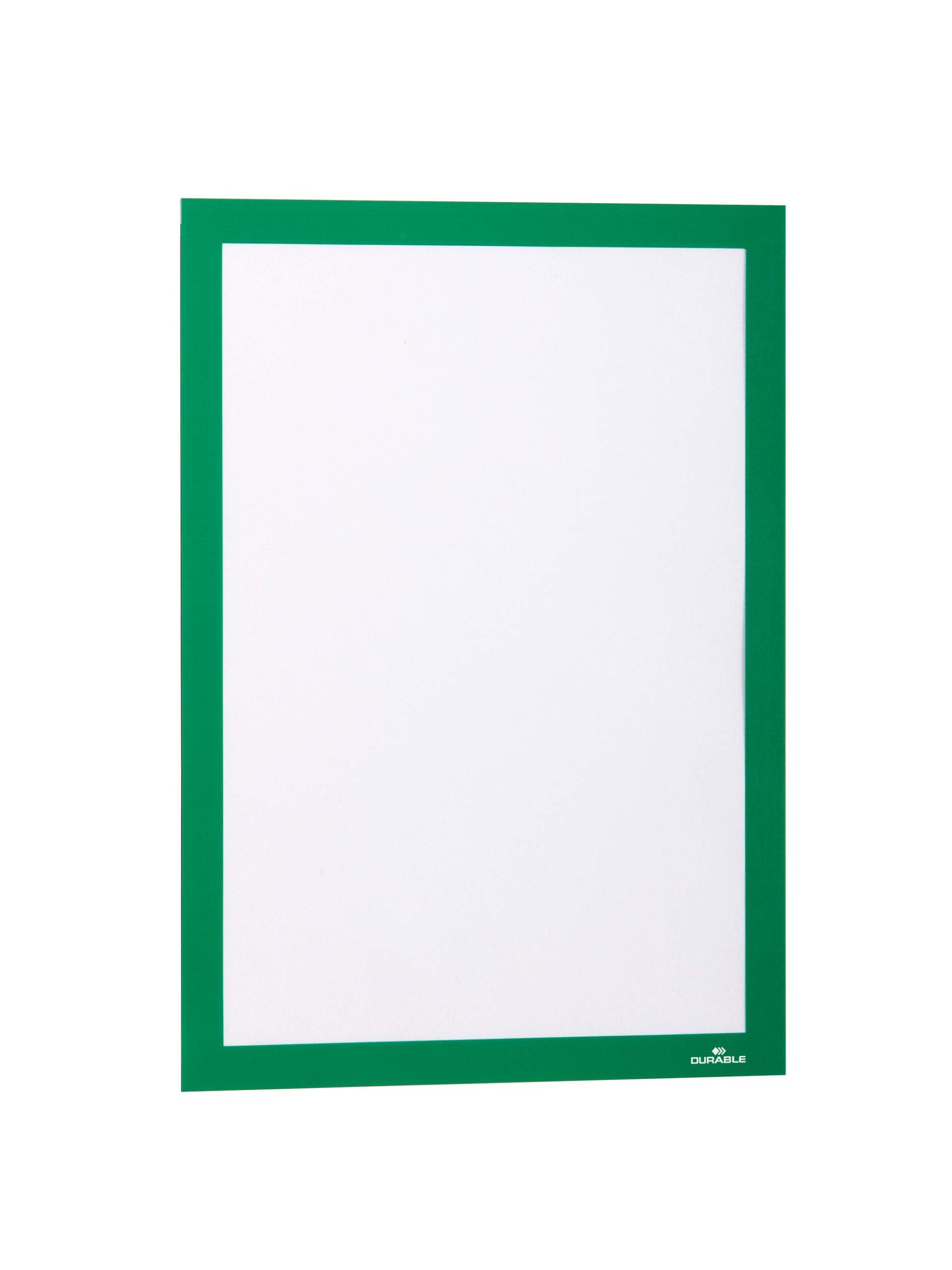 Durable DURAFRAME Self Adhesive Magnetic Signage Frame | 10 Pack | A4 Green