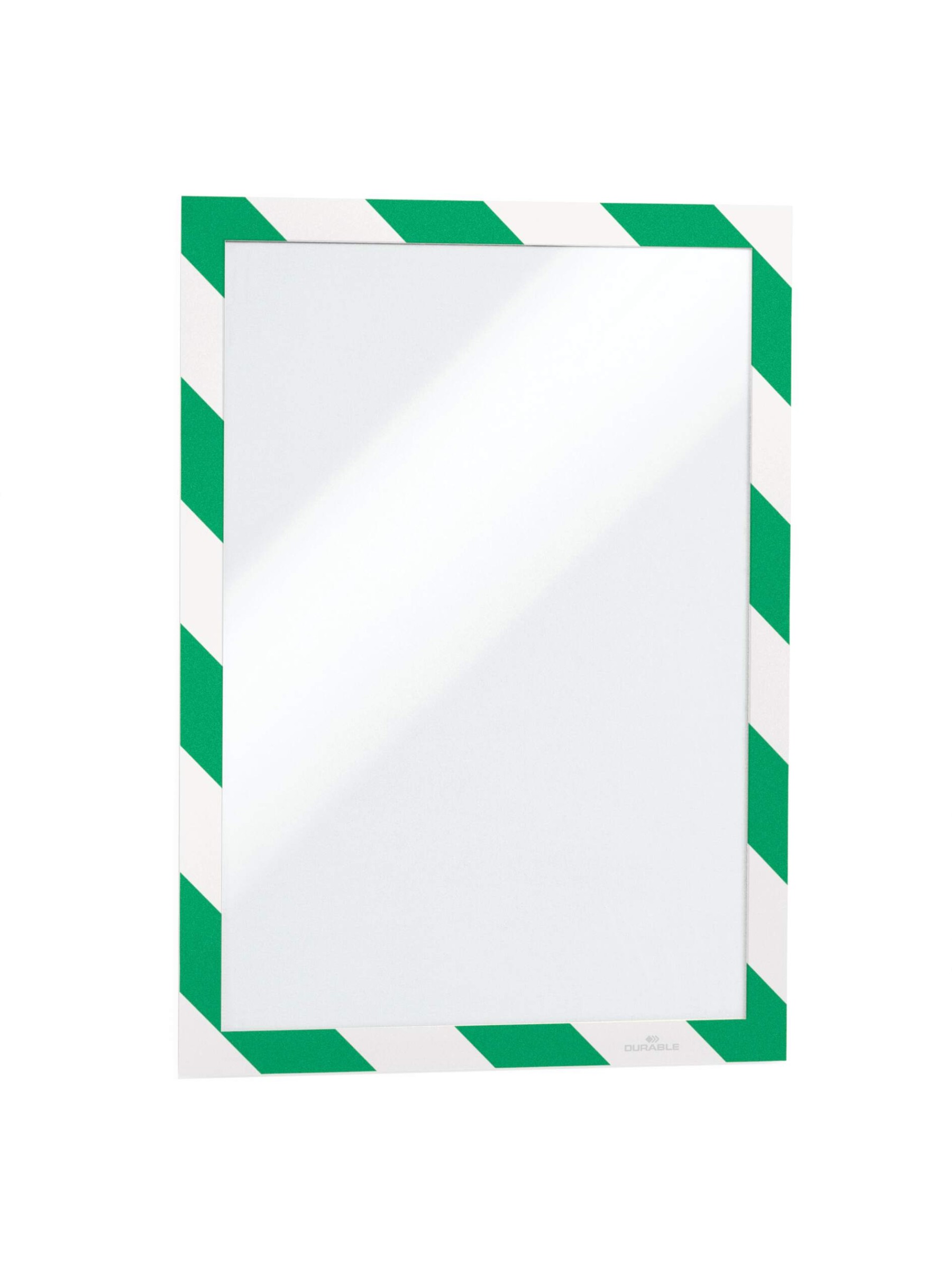 Durable DURAFRAME Adhesive Magnetic Hazard Frame | 2 Pack | A4 Green & White
