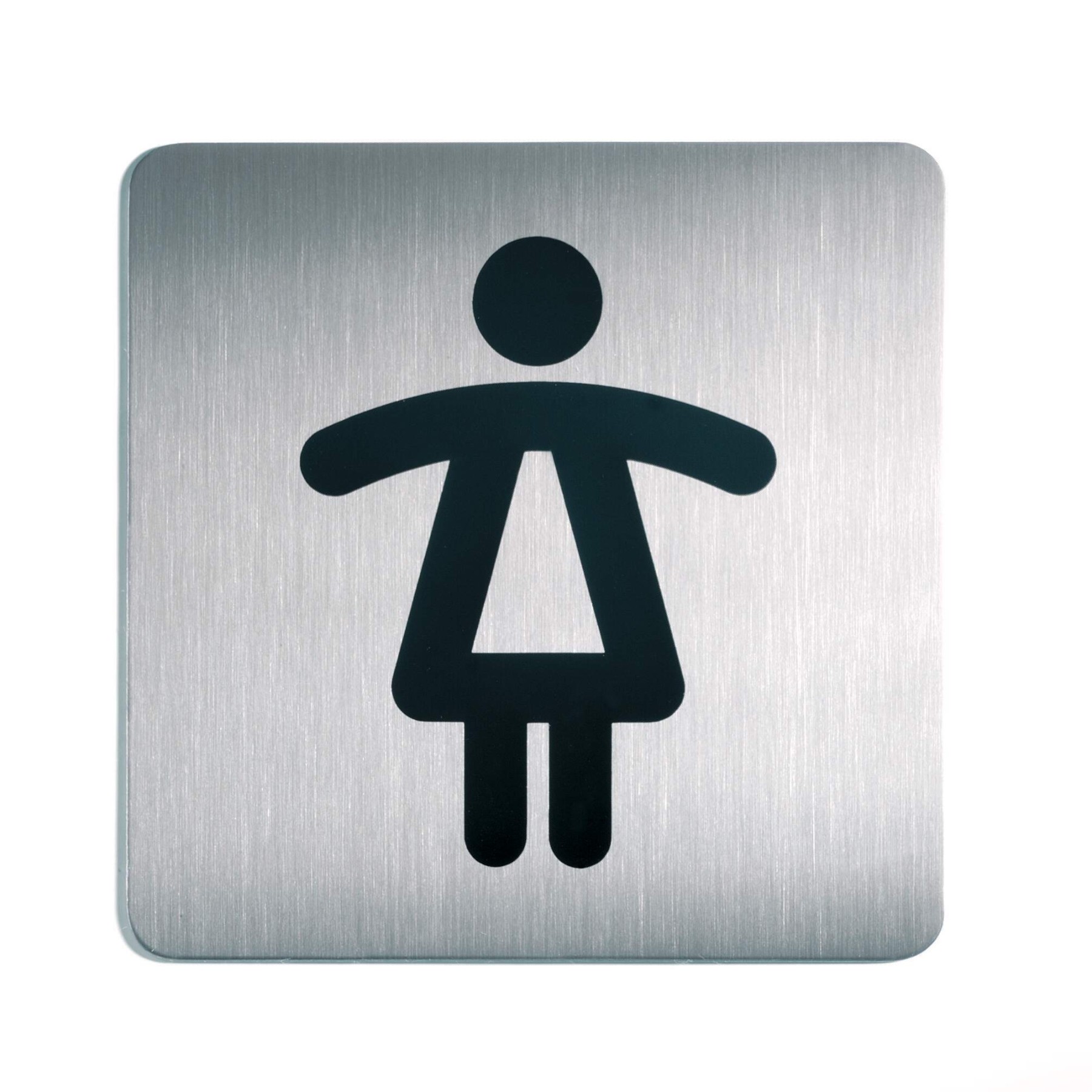 Durable Adhesive Ladies WC Symbol Square Bathroom Toilet Sign | Stainless Steel