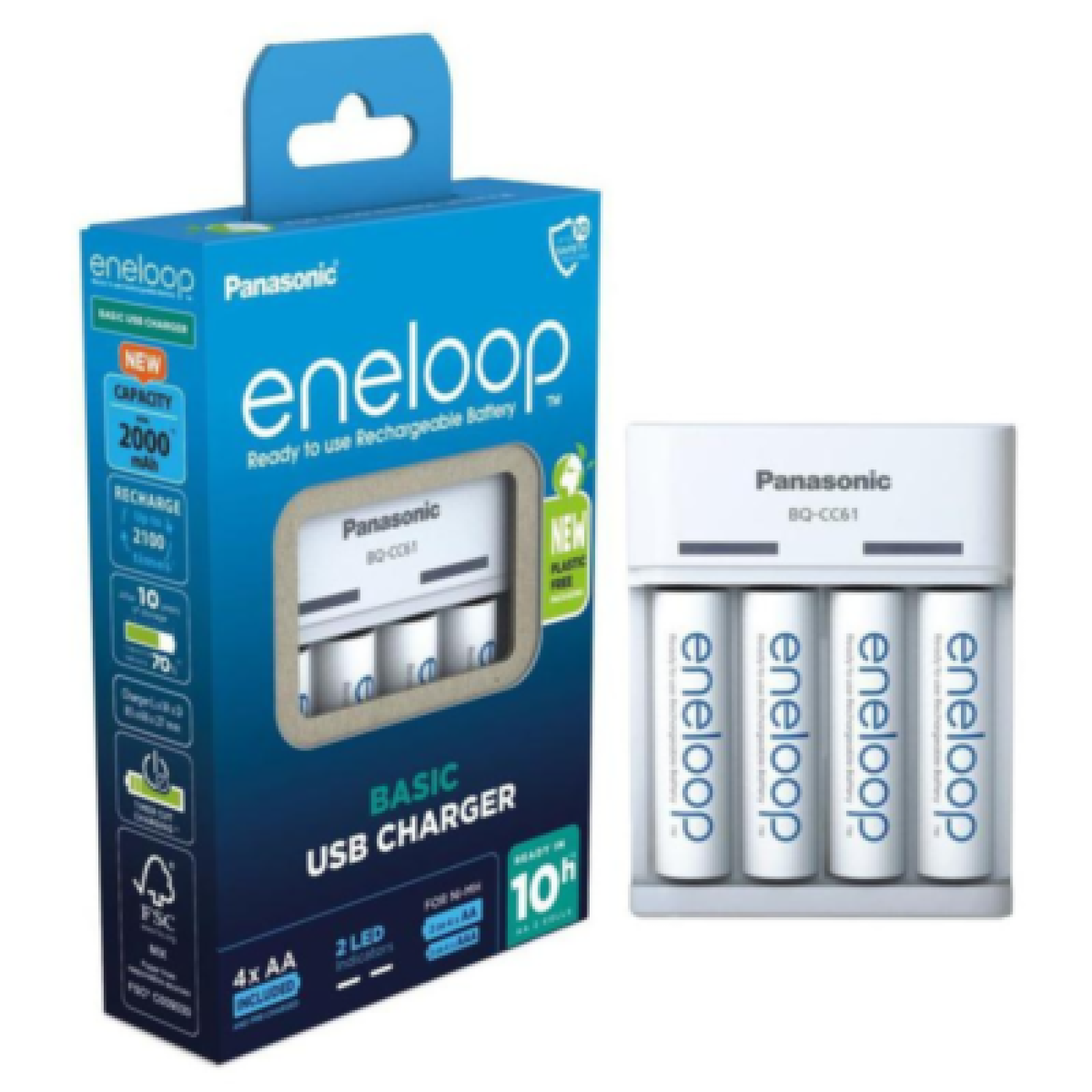 Eneloop Basic USB Charger CC61 + 4AA