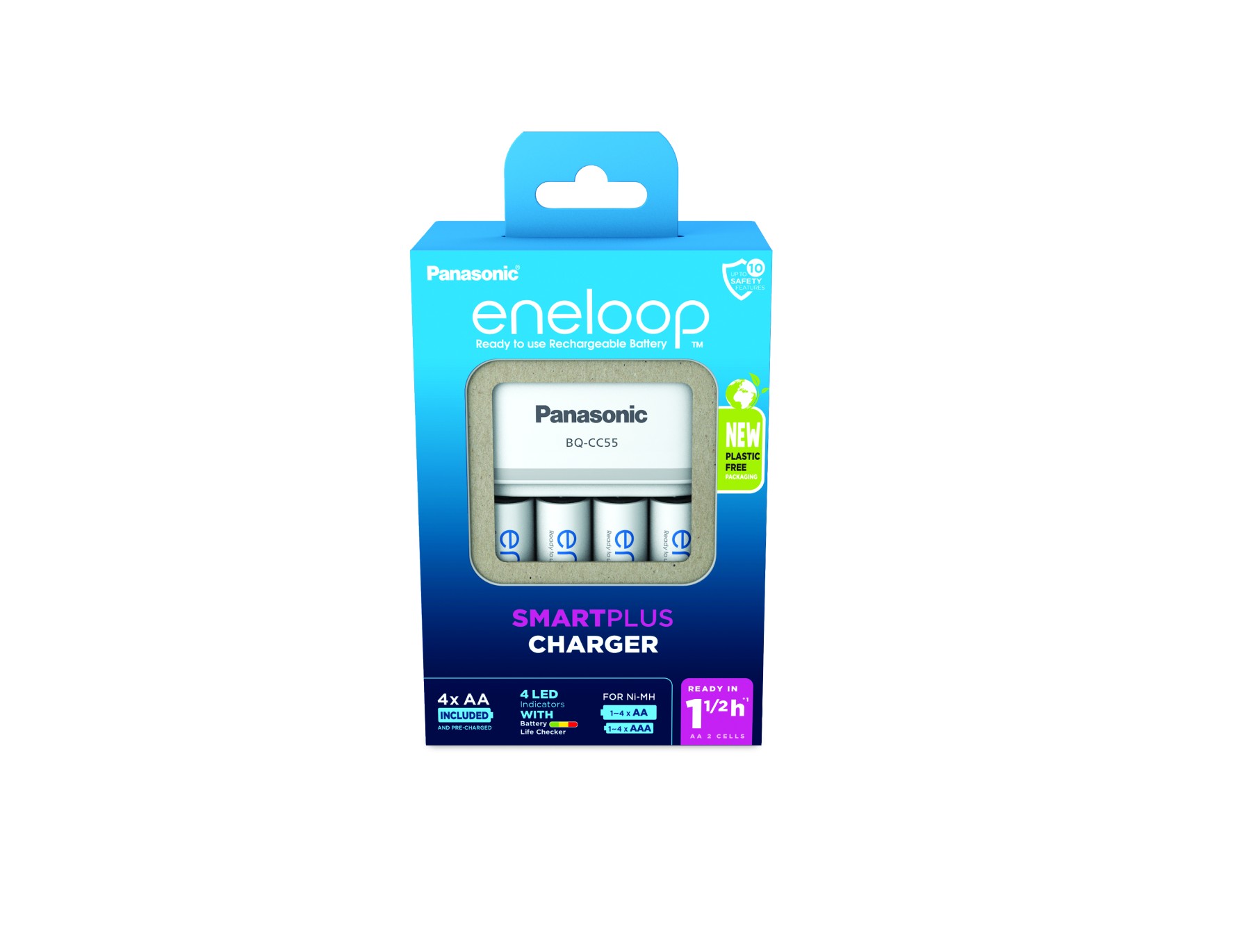 Eneloop Smart Plus charr CC55 UK + 4AA