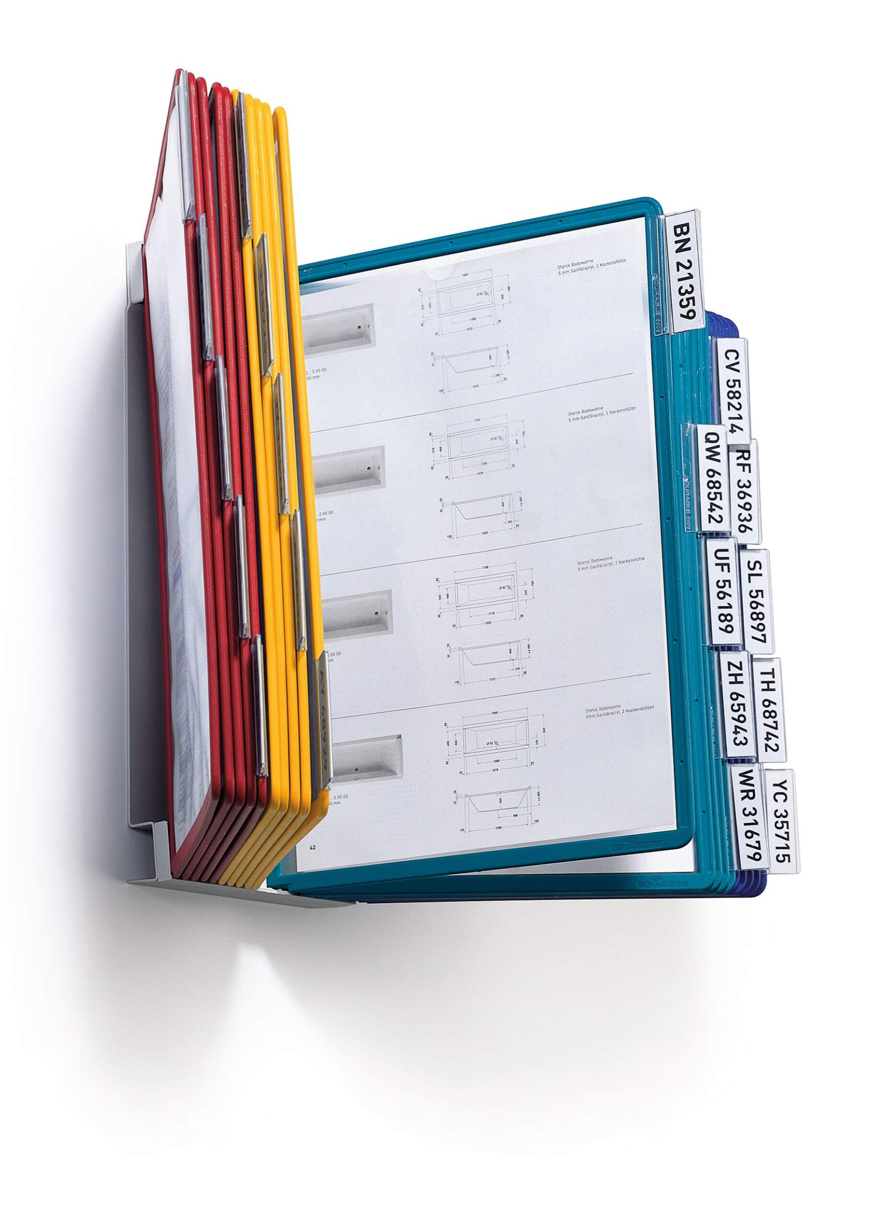 Durable VARIO WALL 20 Display Panel Desk Stand | 20 Panels | A4 Colour Coded