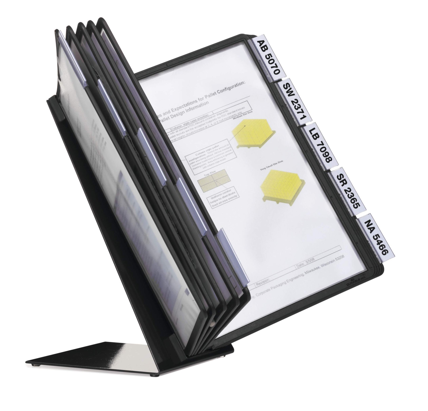 Durable VARIO TABLE 10 Display Panel Desk Stand | 10 Panels | A4 Black