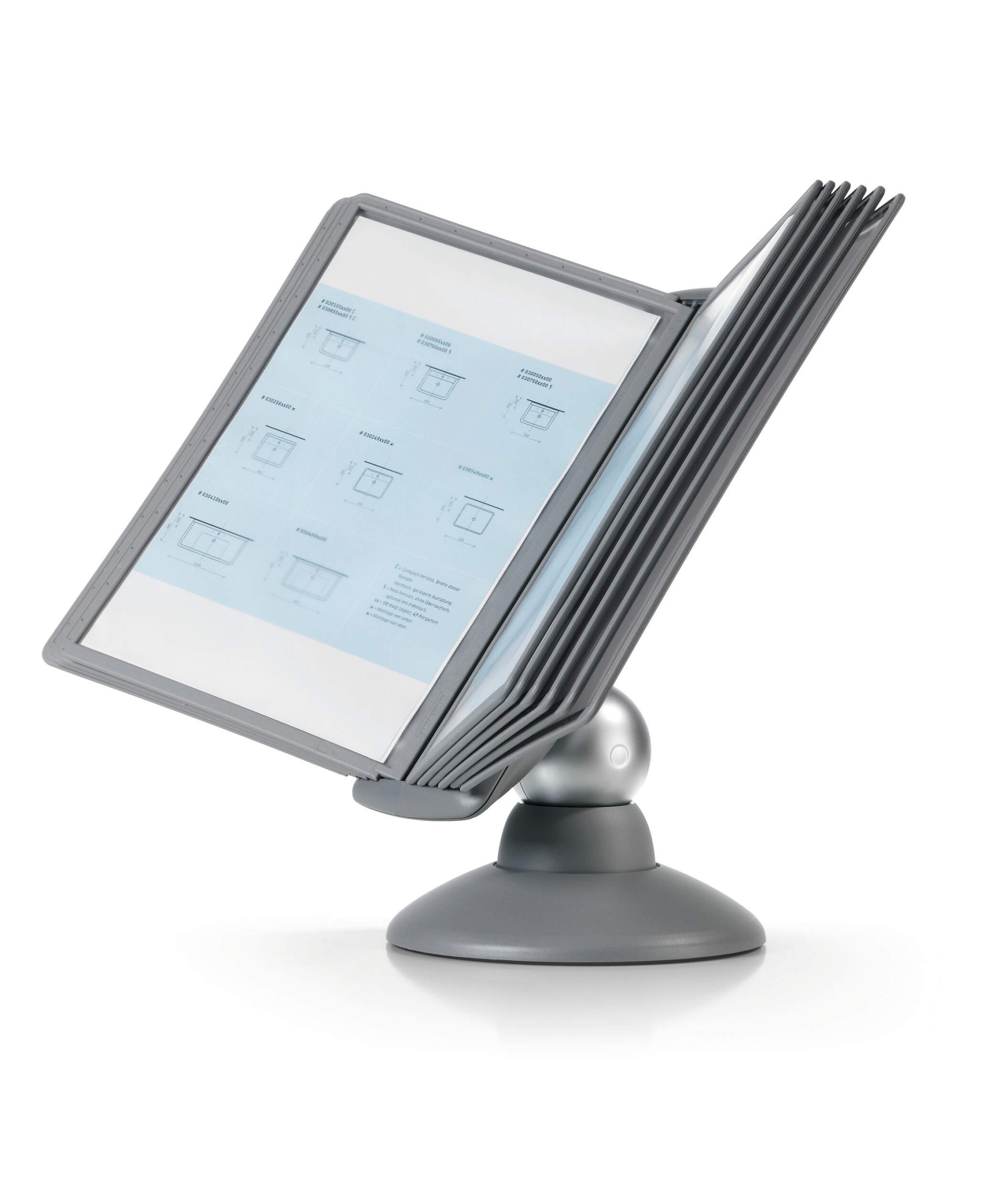Durable SHERPA MOTION 360 Degree Desk Display Panel Stand | 10 Panels | A4 Grey