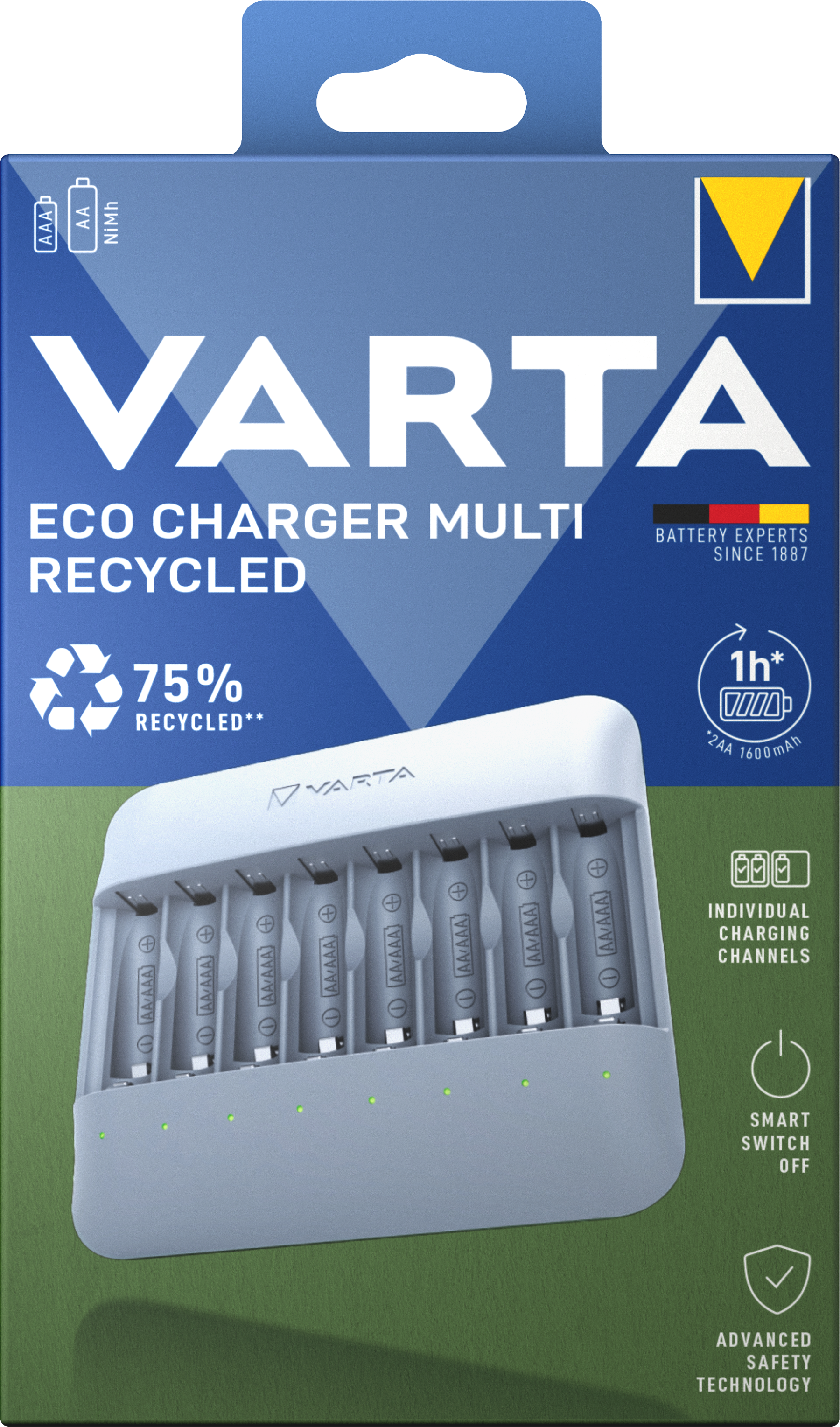 VARTA Eco Charger Multi Recycled 8 slots w/t batteries 