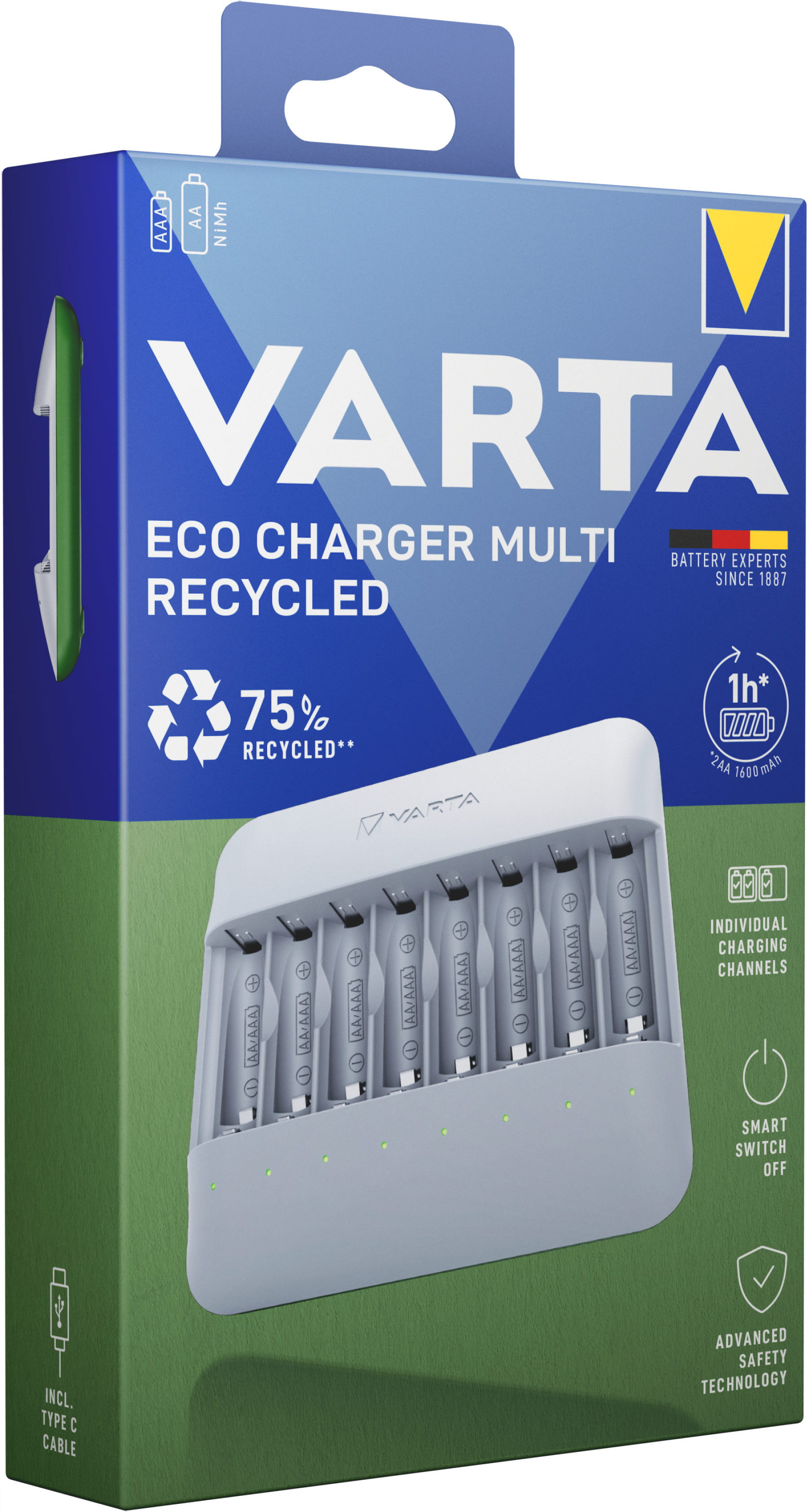 VARTA Eco Charger Multi Recycled 8 slots w/t batteries 