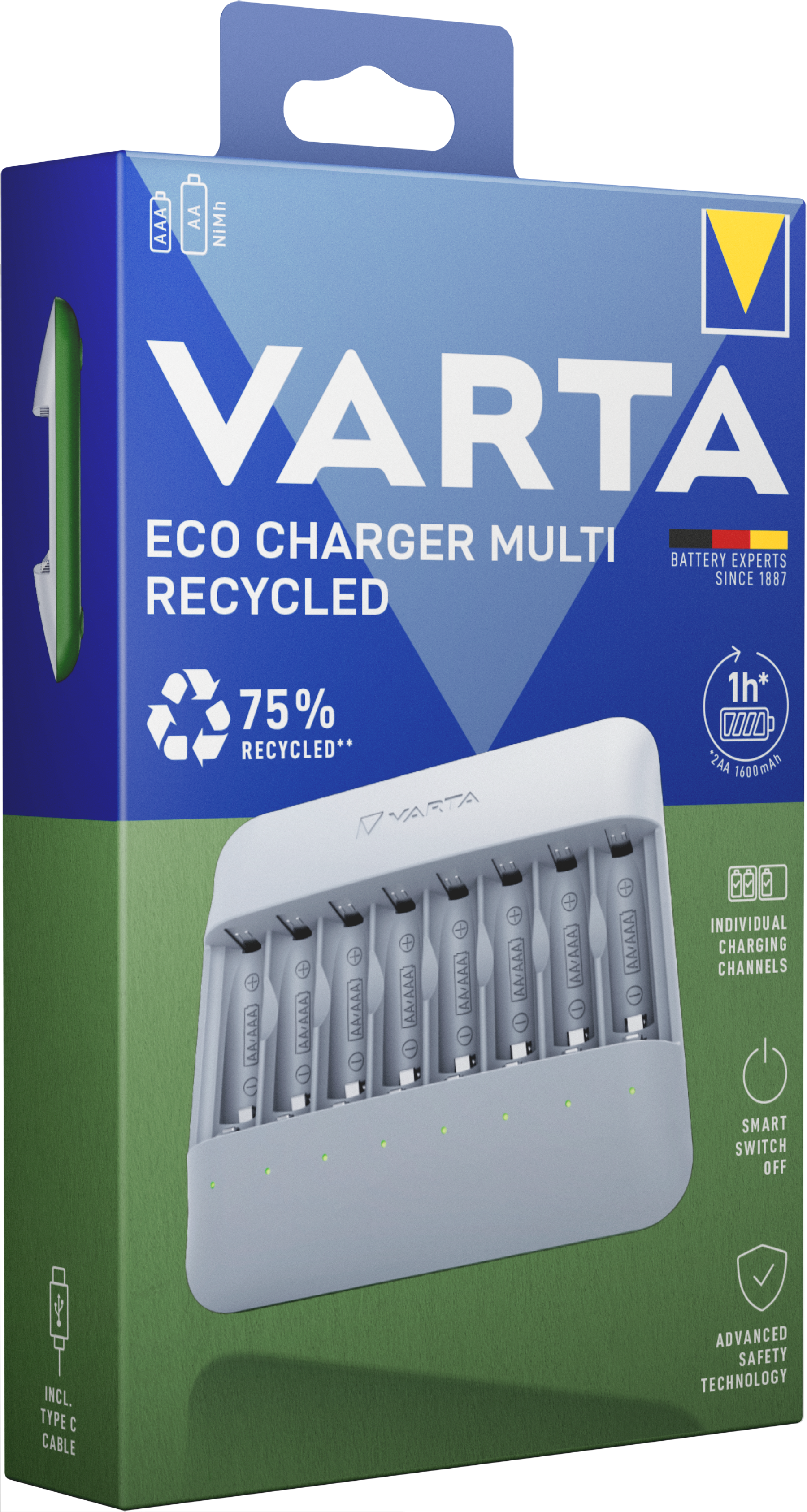 VARTA Eco Charger Multi Recycled 8 slots w/t batteries 