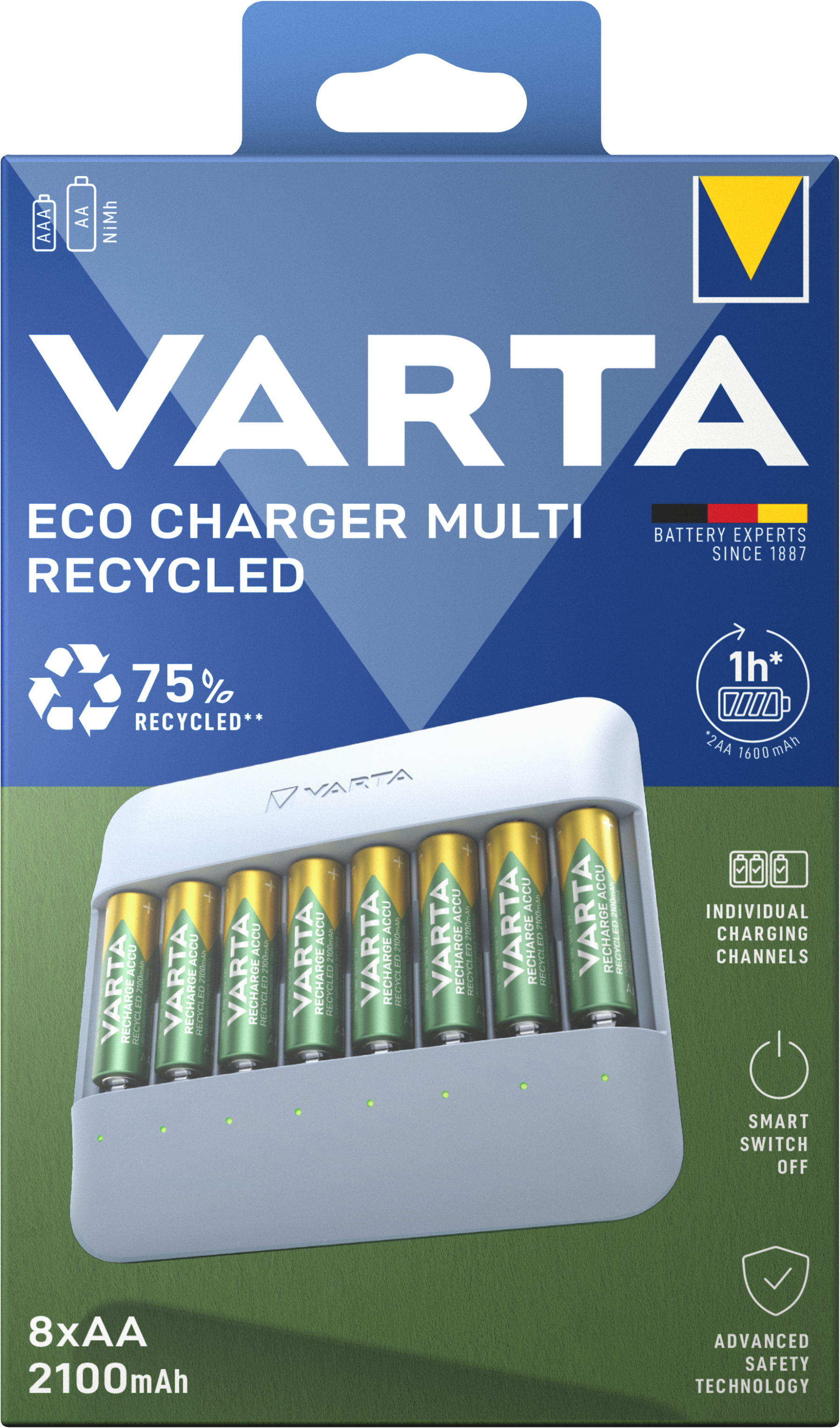 VARTA Eco Charger Multi Recycled 8x56816 (AA 2100mAh)