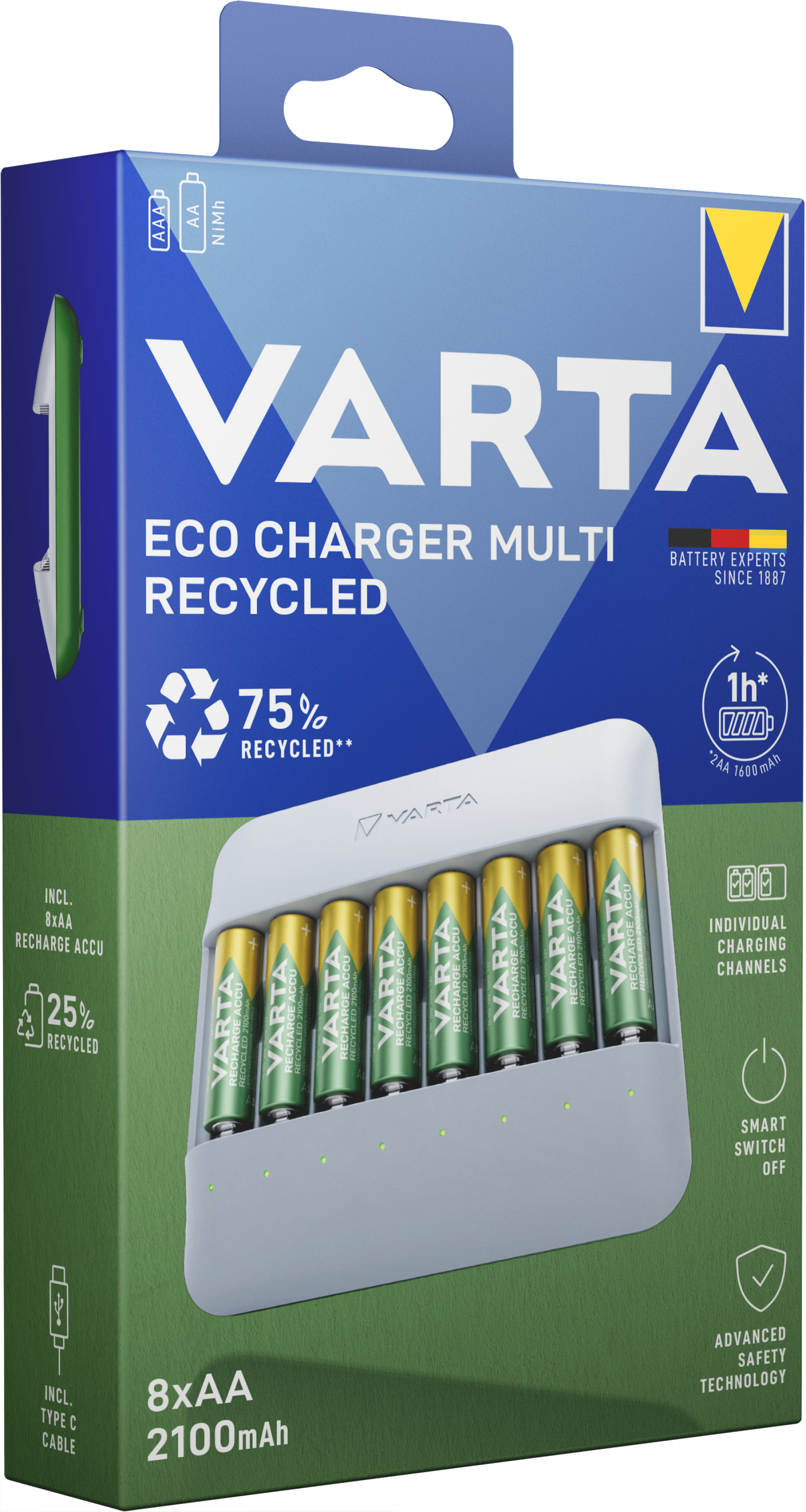VARTA Eco Charger Multi Recycled 8x56816 (AA 2100mAh)