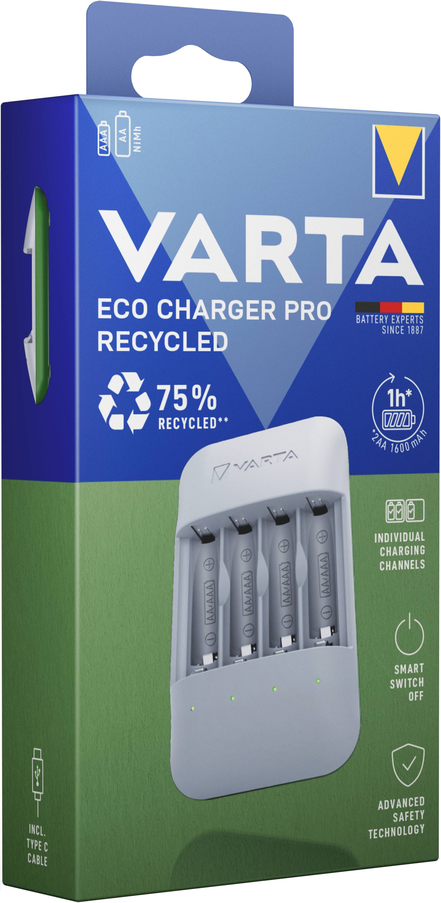 VARTA Eco Charger Pro Recycled 4 slots w/t batteries 