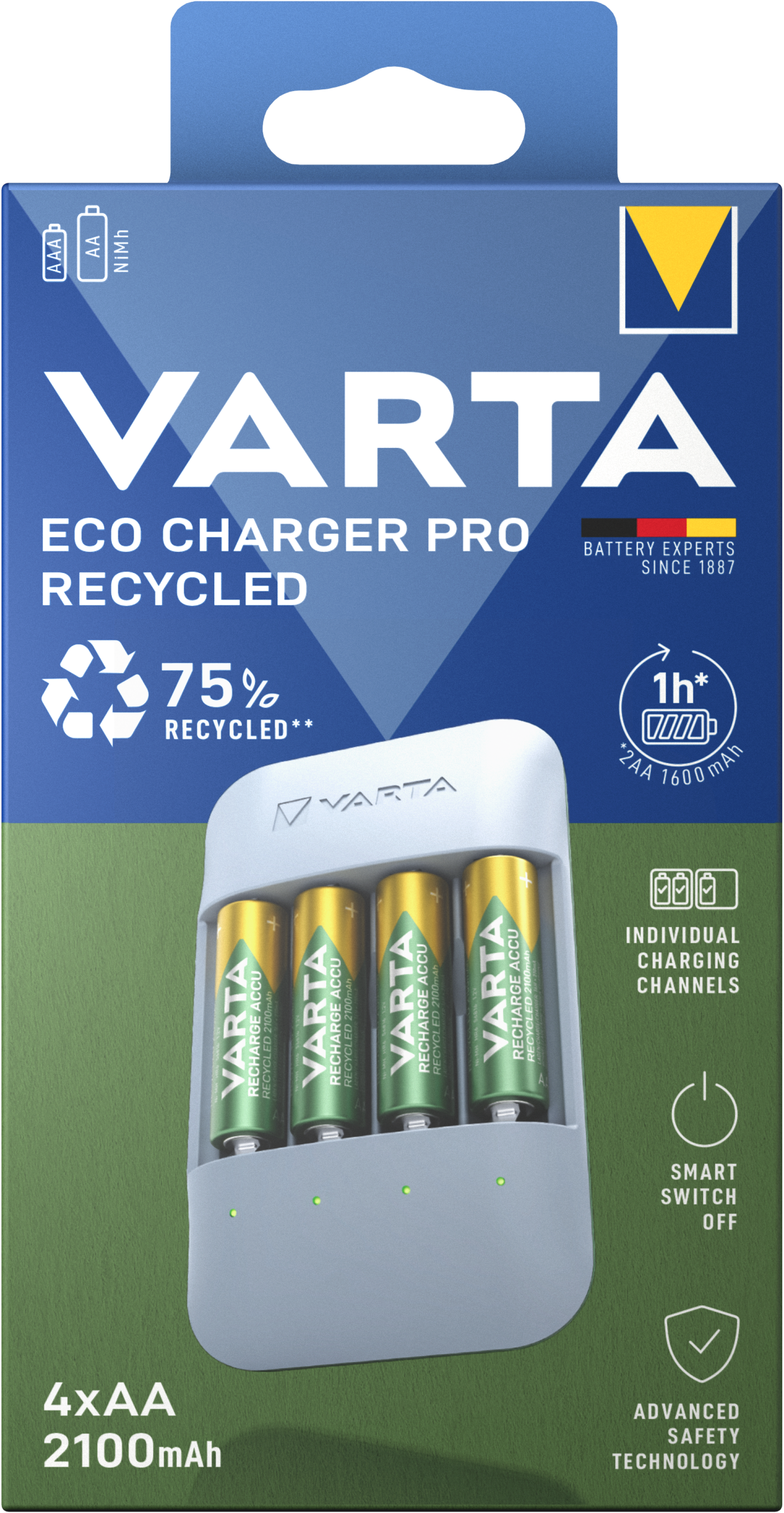 VARTA Eco Charger Pro Recycled 4x56816 (AA 2100mAh) 