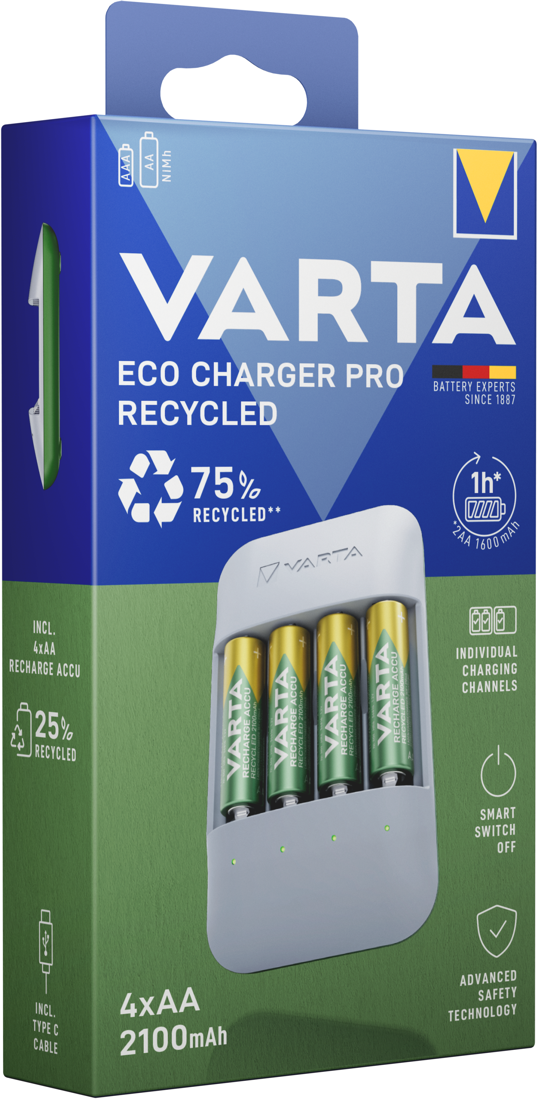 VARTA Eco Charger Pro Recycled 4x56816 (AA 2100mAh) 