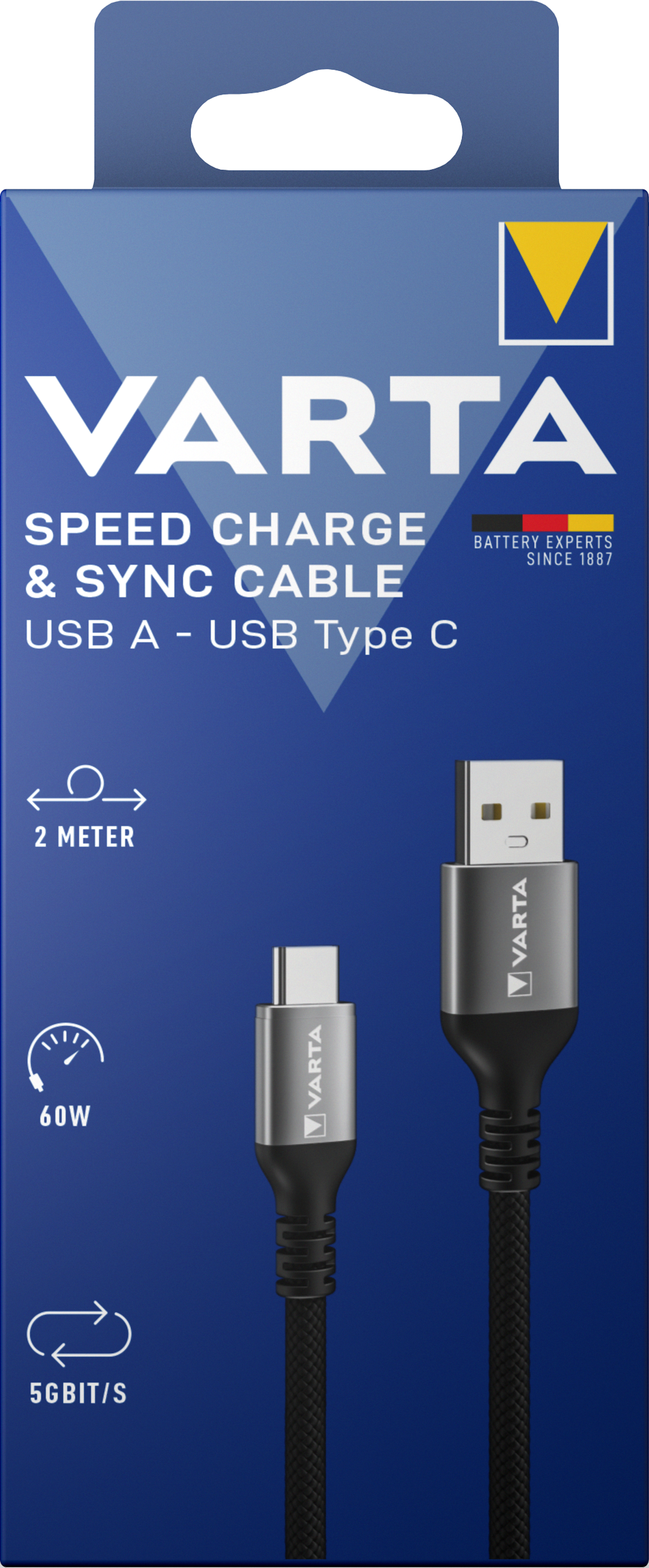 VARTA Sync&Charge Cable USB A - USB Type C 2m
