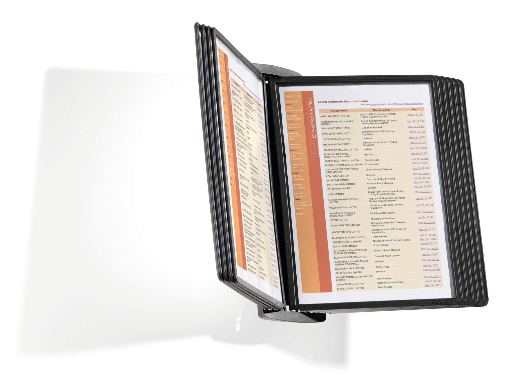 Durable SHERPA WALL 10 Display Panel Document Holder | 10 Panels | A4 Black