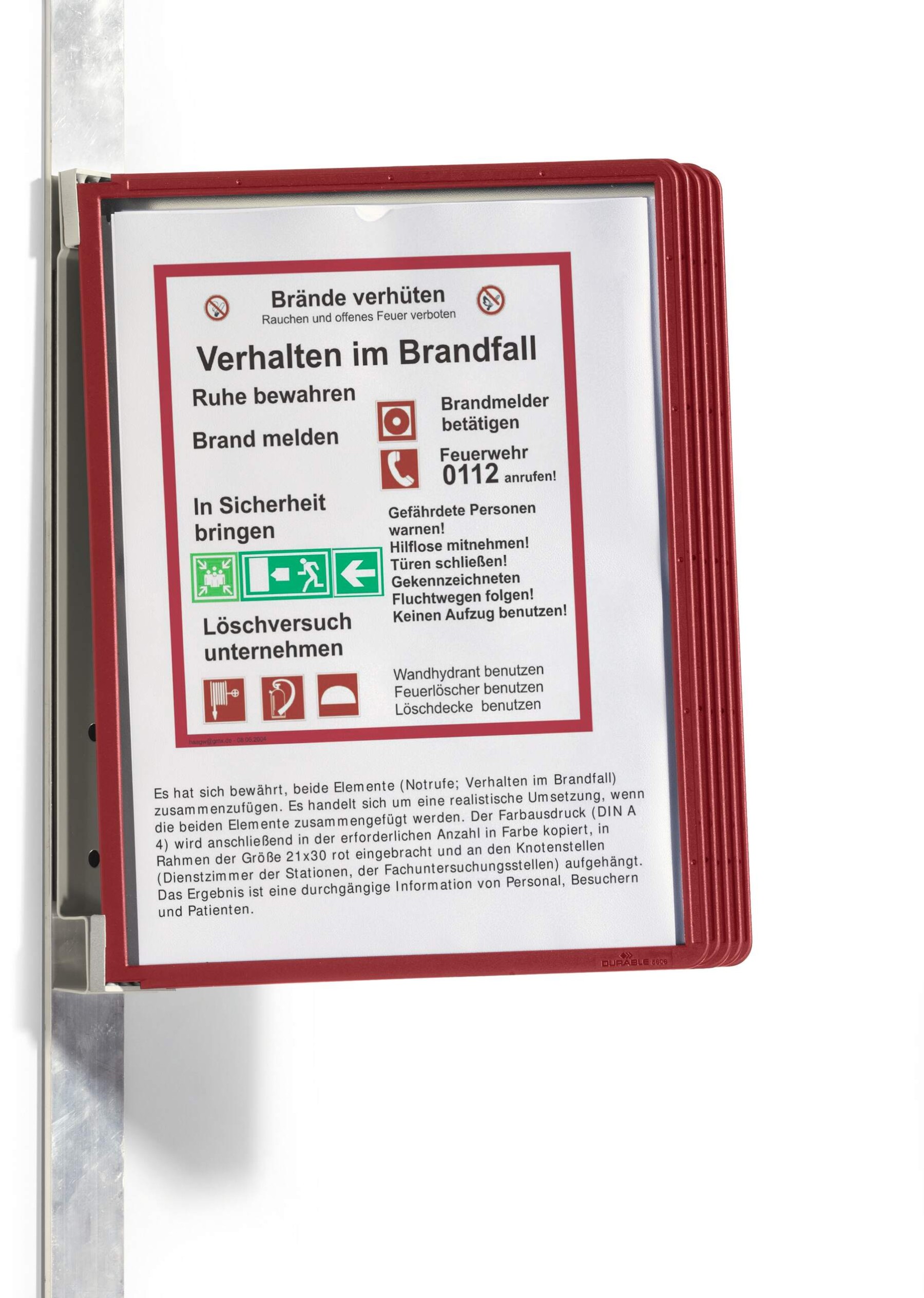 Durable VARIO WALL 5 Panel Magnetic Display Panel Document Holder | A4 Red