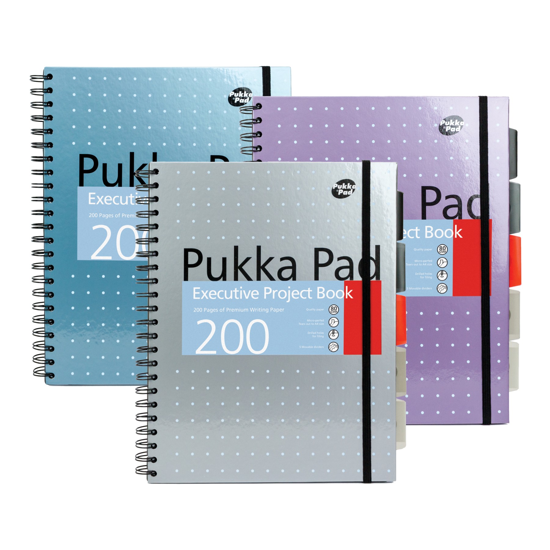 Pukka A4 Metallic Exec Project Book (4 pks 3) Box 12 FSC Mix