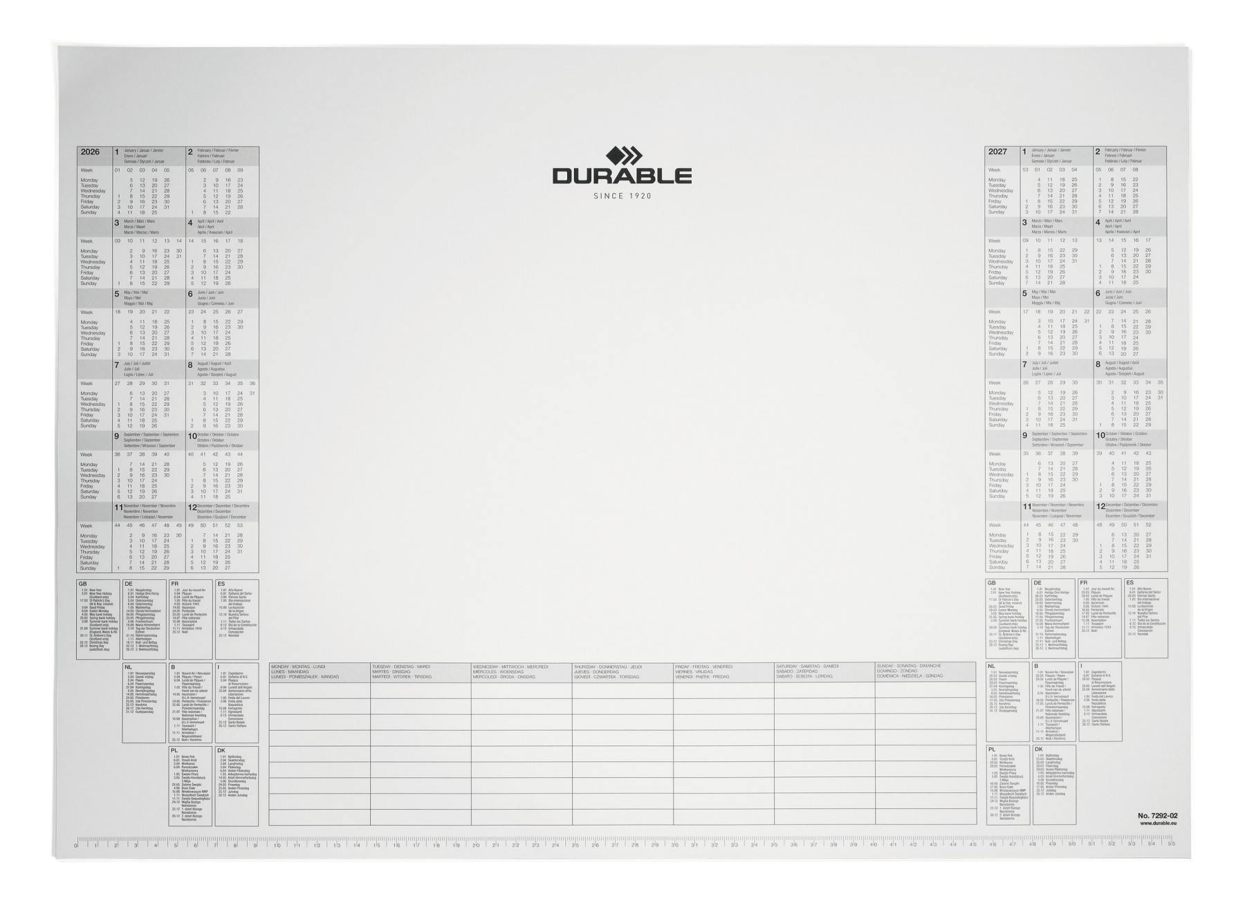Durable Writing Quality Calendar Refill Pads for Desk Mats | 25 Sheets | 57x41cm