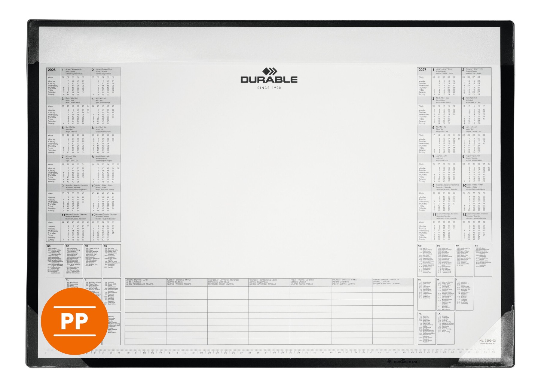 Durable Clear Overlay Calendar Keyboard Desk Pad Protector Mat PP | 60 x 43 cm