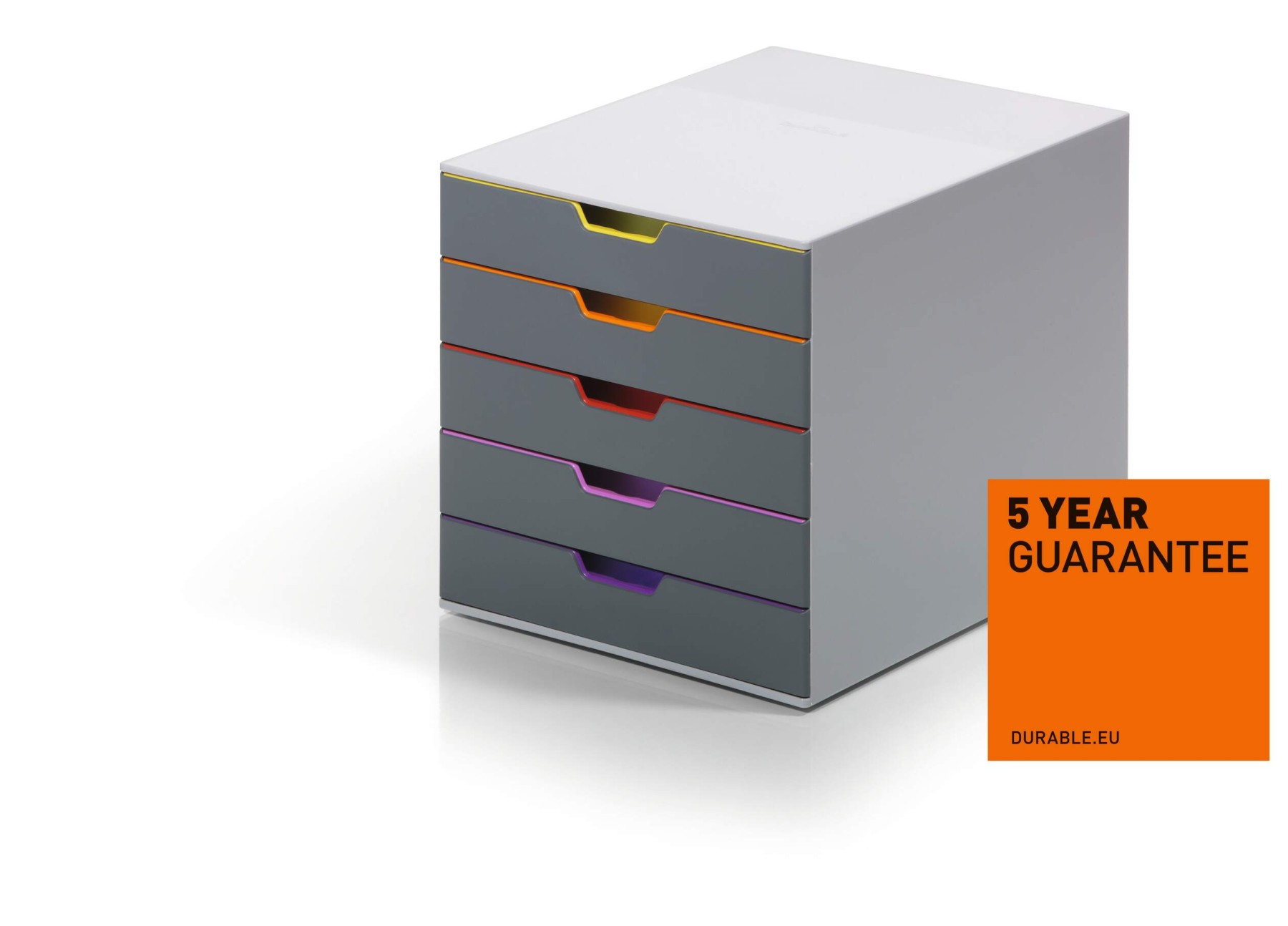 Durable VARICOLOR Desktop Organiser 5 Drawer Colour Coded Modular Storage | A4+