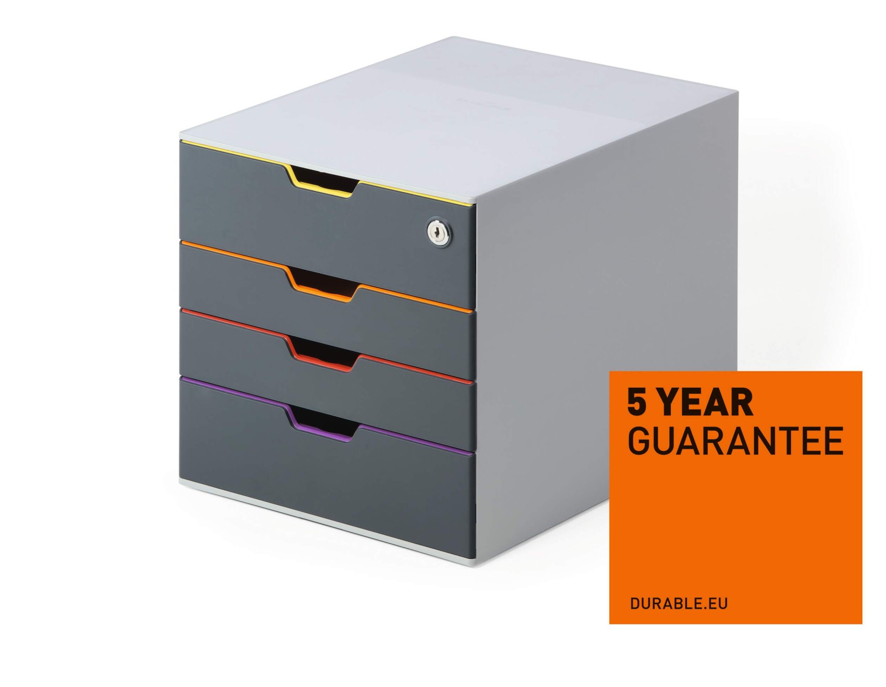 Durable VARICOLOR SAFE 4 Drawer Lockable GDPR Colour Coded Desktop Storage | A4+
