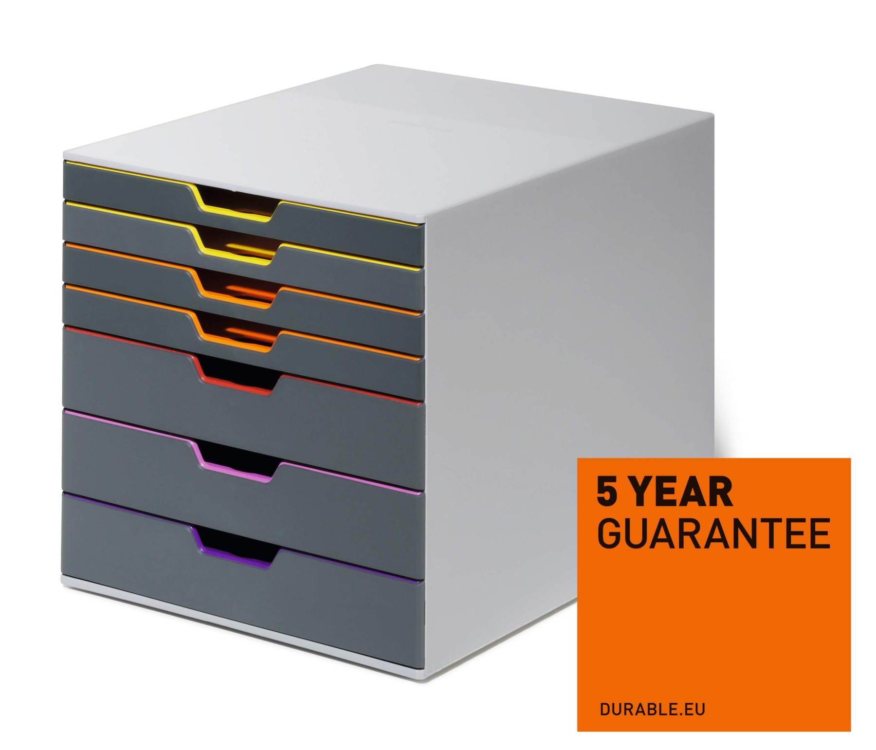 Durable VARICOLOR Desktop Organiser 7 Drawer Colour Coded Modular Storage | A4+