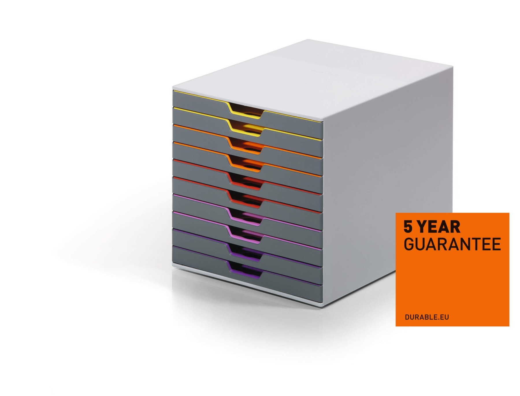 Durable VARICOLOR Desktop Organiser 10 Drawer Colour Coded Modular Storage | A4+