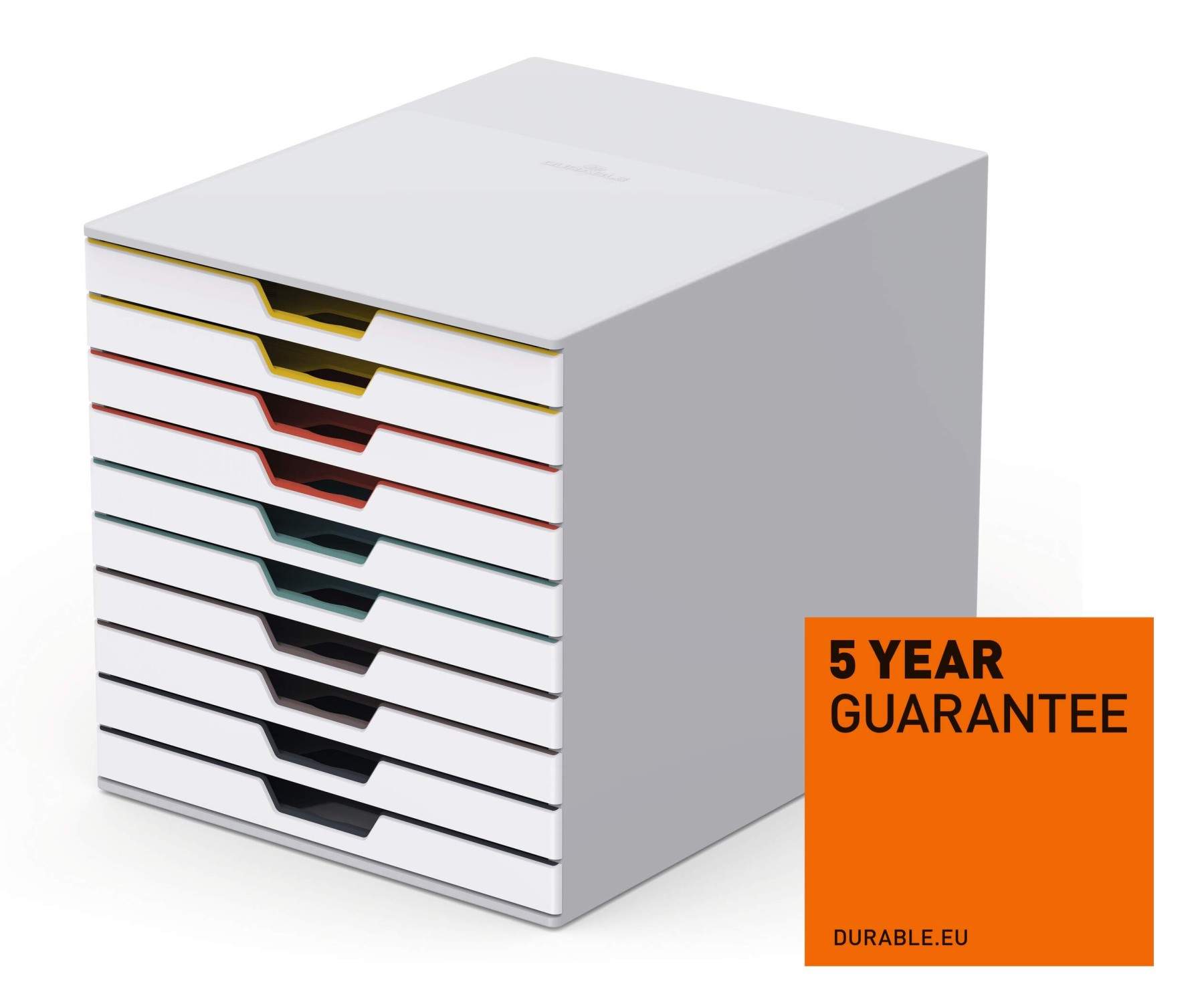 Durable VARICOLOR MIX Desktop Organiser 10 Drawer Colour Coded Storage | A4+
