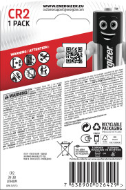 Energizer Lithium Photo CR2 Battery Pack of 1