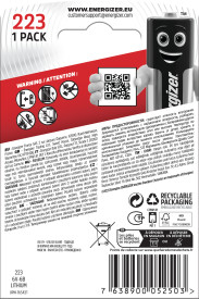 Energizer Lithium Photo 223 Battery Pack of 1