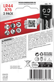 Energizer Alkaline LR44 Coin Cell Pack of 2