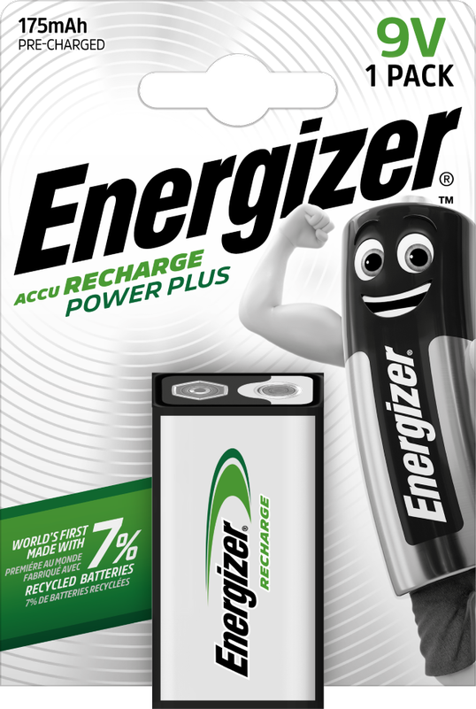 Energizer Rechargeable Power Plus 9V Battery Pack of 1