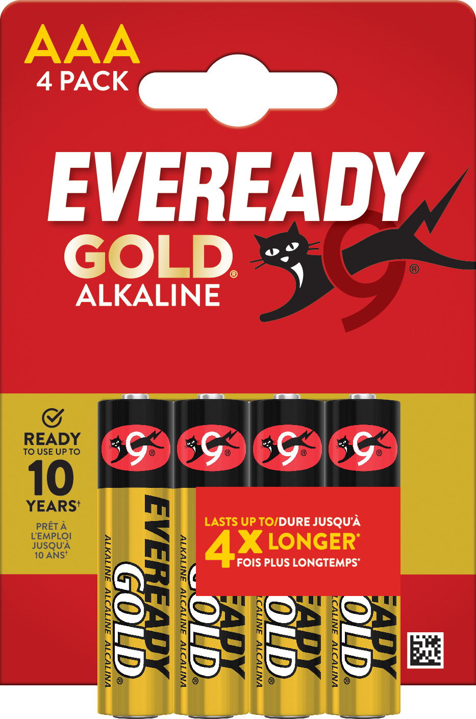 Eveready Gold Alkaline AAA Battery Pack of 4