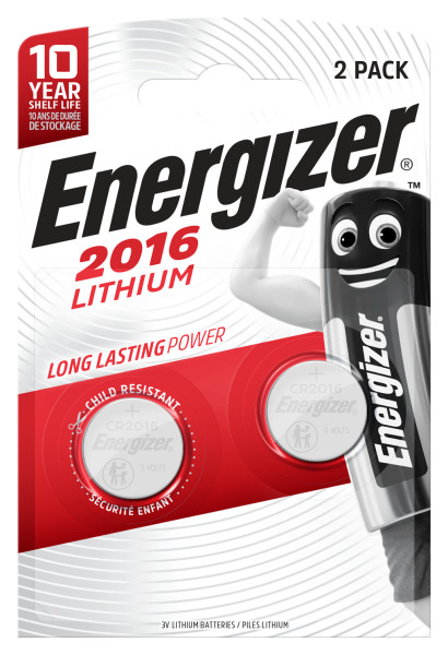 Energizer Lithium CR2016 Coin Cell Pack of 2