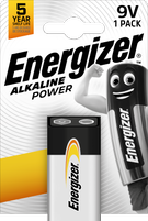 Energizer Power Alkaline 9V Battery Pack of 1