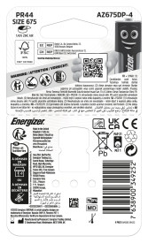 Energizer Zinc Air HA675 Battery Pack of 4