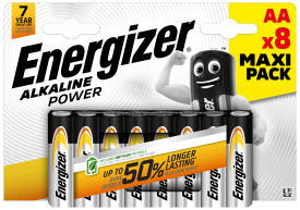 Energizer Power Alkaline AA Battery Pack of 8