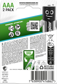 Energizer Rechargeable Extreme AAA Battery Pack of 2