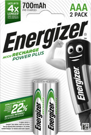 Energizer Rechargeable Power Plus AAA Battery Pack of 2