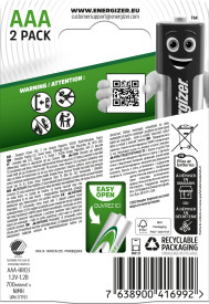 Energizer Rechargeable Power Plus AAA Battery Pack of 2