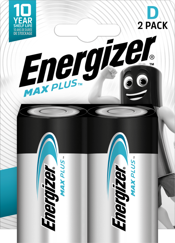 Energizer Max Plus Alkaline D Battery Pack of 2