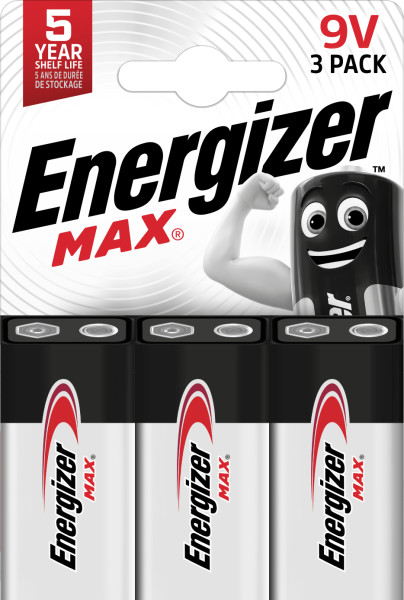 Energizer Max Alkaline 9V Battery Pack of 3