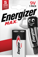 Energizer Max Alkaline 9V Battery Pack of 1