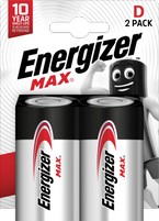 Energizer Max Alkaline D Battery Pack of 2