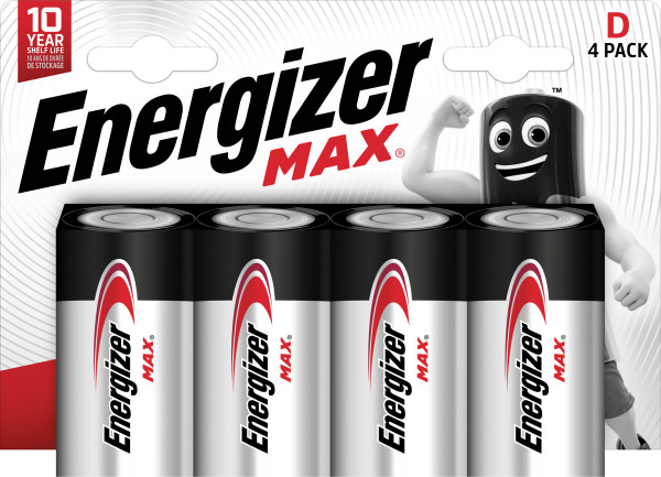 Energizer Max Alkaline D Battery Pack of 4