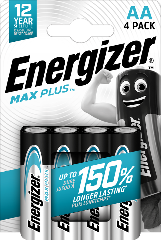 Energizer Max Plus Alkaline AA Battery Pack of 4