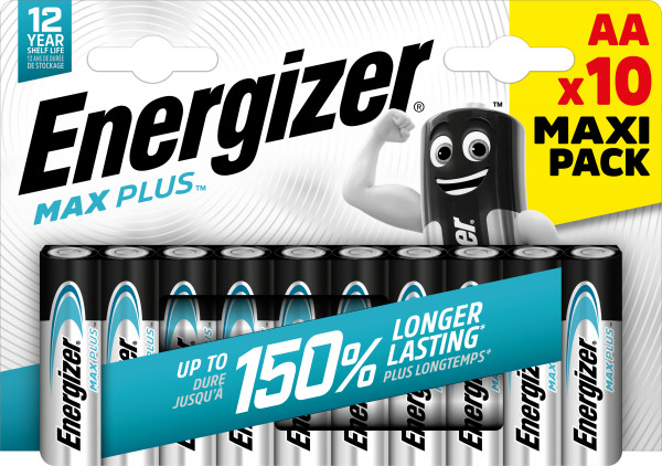 Energizer Max Plus Alkaline AA Battery Pack of 10