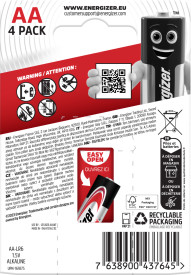 Energizer Max Alkaline AA Battery Pack of 4 