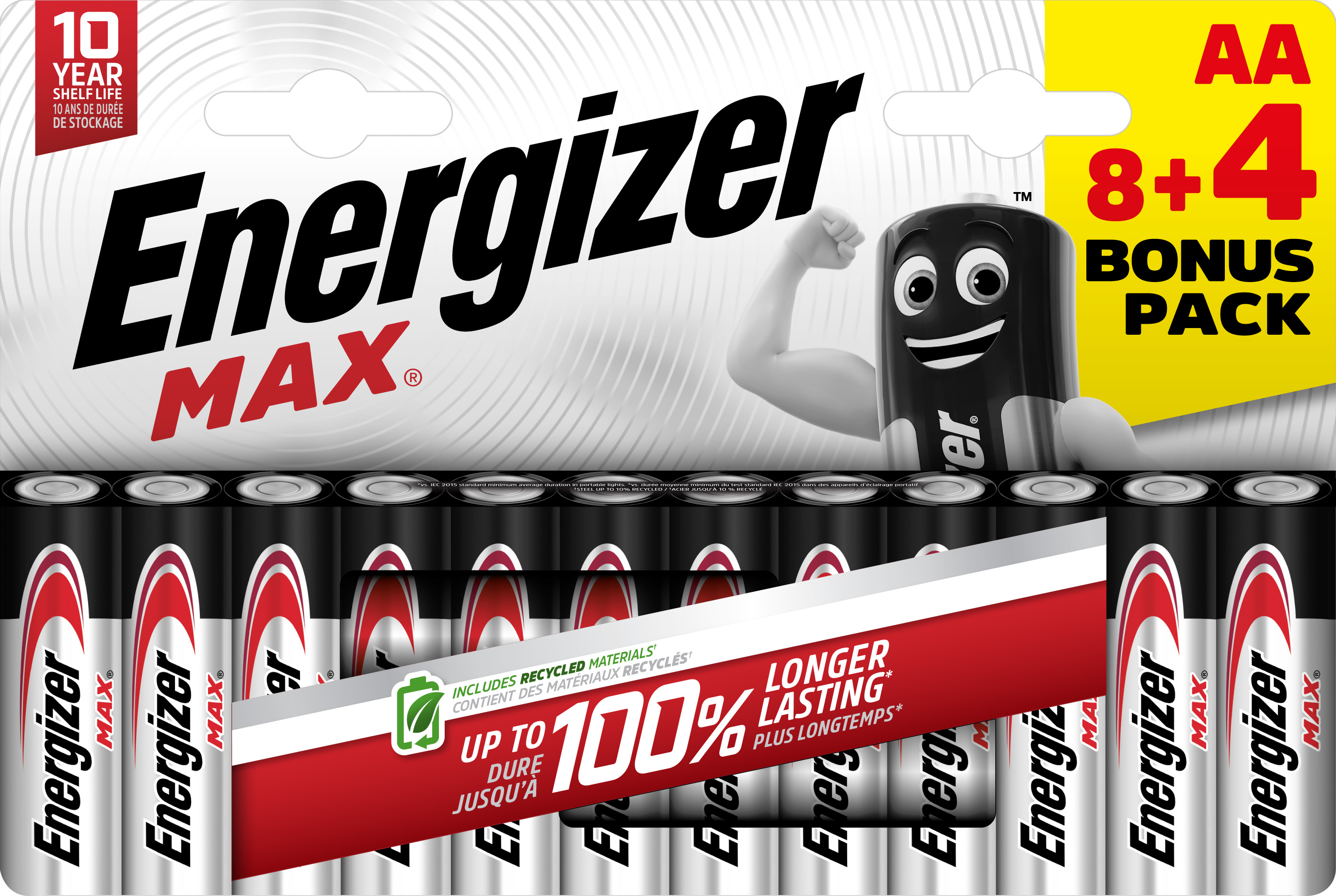 Energizer Max Alkaline AA Battery Pack of 8+4